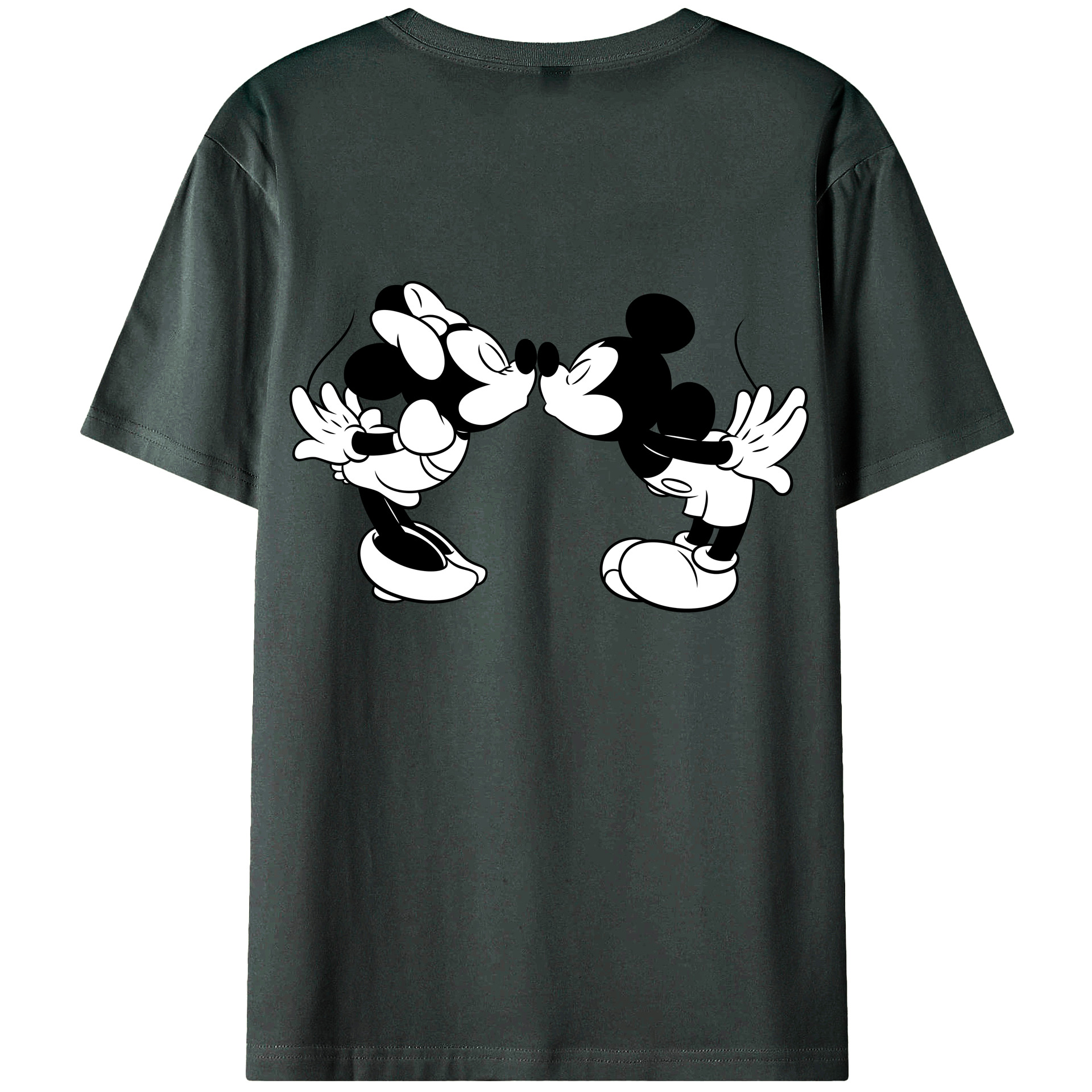 ミッキーマウス Mickey Mouse 綿100％ メンズ半袖Tシャツ（バックプリント） 通気性